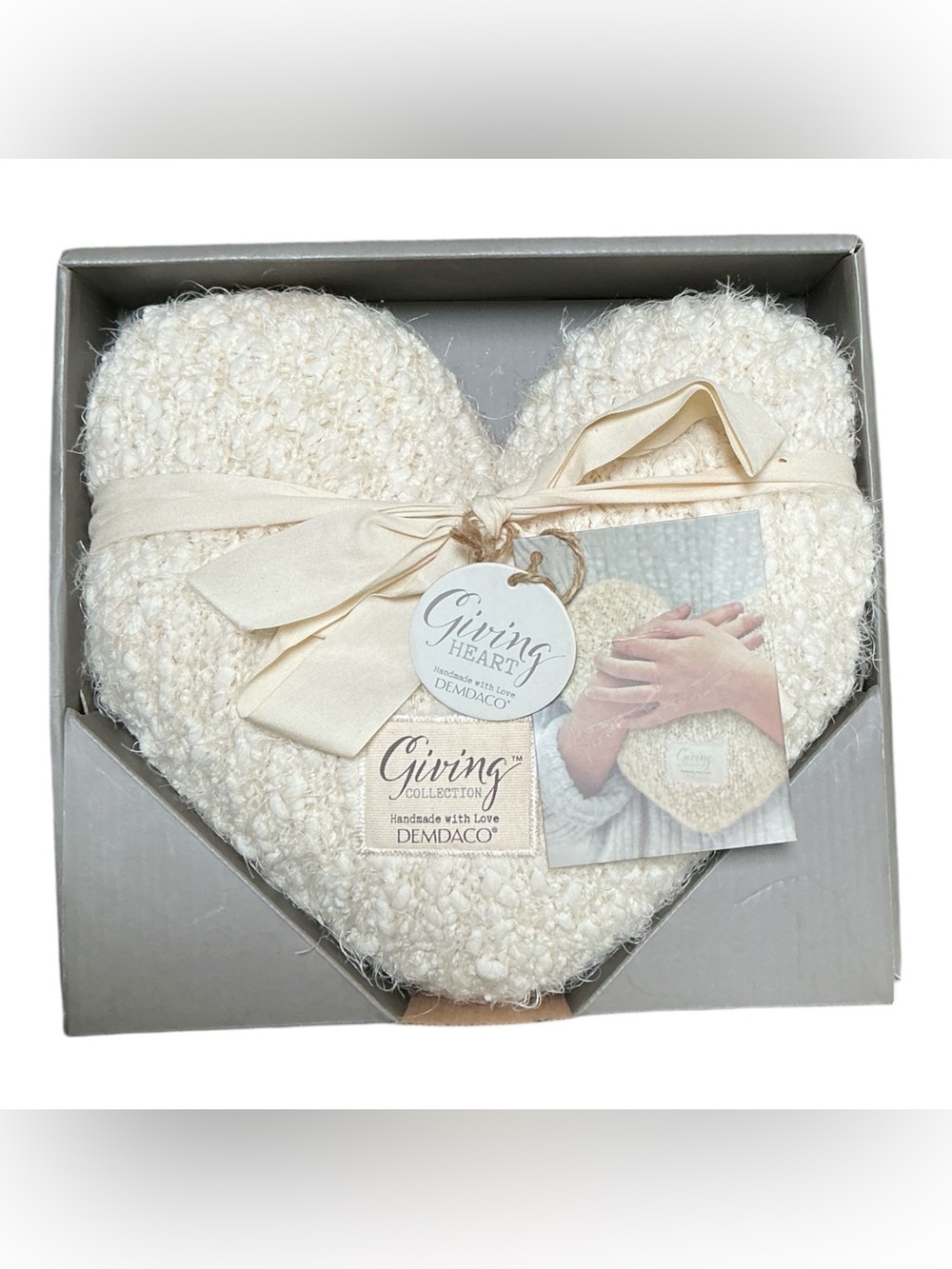 Demdaco Giving Heart Plush Cream Heart Pillow Gift New In Box